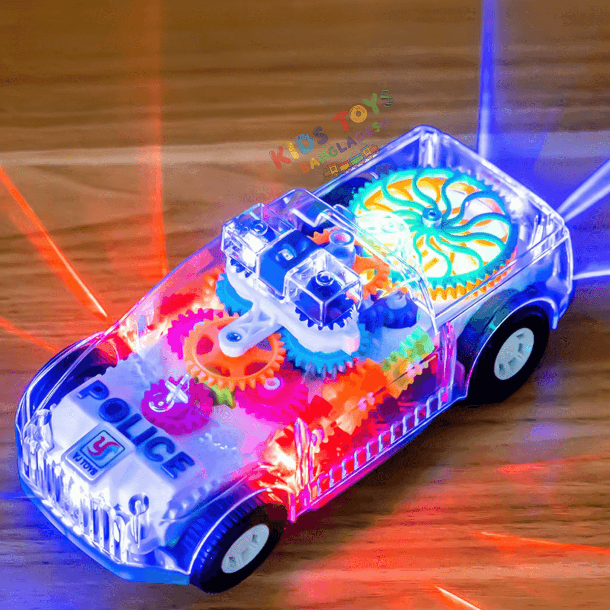 Electric Toy Car Transparent Gear With Lights Music Car Model Toy Universal Grar Police Car Toy